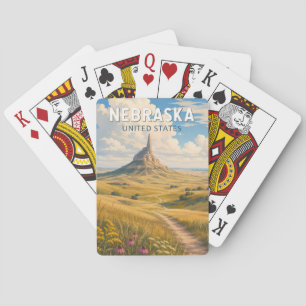 Illustration Reise Kunst Vintage Nebraska Spielkarten