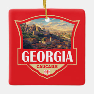 Illustration Retro-Abzeichen Georgien Keramikornament