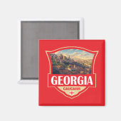 Illustration Retro-Abzeichen Georgien Magnet (Vorderseite/Rückseite)