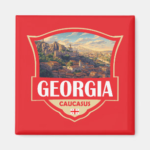 Illustration Retro-Abzeichen Georgien Magnet