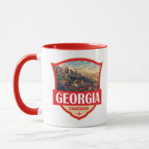 Illustration Retro-Abzeichen Georgien Tasse