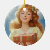 Illustration rétro de Noël Keramik Ornament (Hinten)