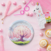 Illustration rosa Bäume Pappteller (Party)