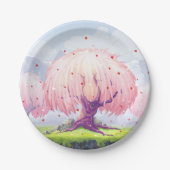 Illustration rosa Bäume Pappteller (Vorderseite)