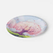 Illustration rosa Bäume Pappteller (Schrägansicht)