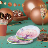 Illustration rosa Bäume Pappteller