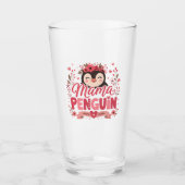 Illustration rosa Pinguin-Mama Mutterliebe Glas (Vorderseite)