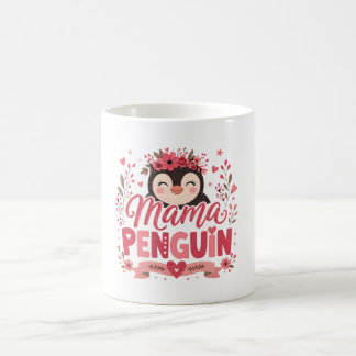 Illustration rosa Pinguin-Mama Mutterliebe Kaffeetasse