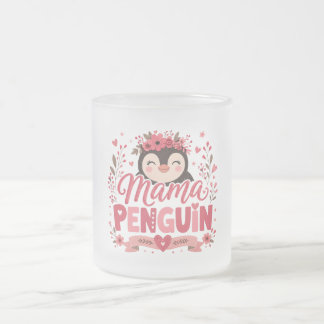 Illustration rosa Pinguin-Mama Mutterliebe Mattglastasse