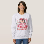 Illustration rosa Pinguin-Mama Mutterliebe Sweatshirt (Vorne ganz)