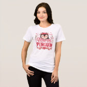 Illustration rosa Pinguin-Mama Mutterliebe Tri-Blend Shirt (Vorderseite voll)