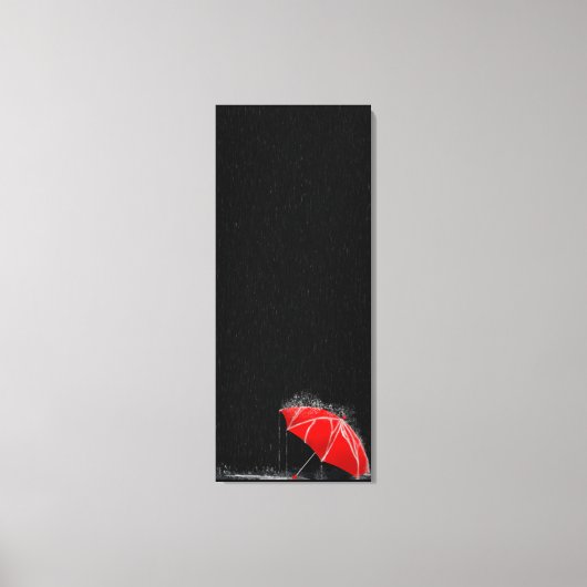 Illustration Roter Regenschirm in Regen verloren Leinwanddruck (Vorderseite)