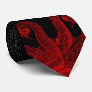 Illustration roter Vintage-Tintenfisch-Tentakel Krawatte