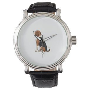 Illustration Rückansicht Vintage-Beagle-Hund Haust Armbanduhr