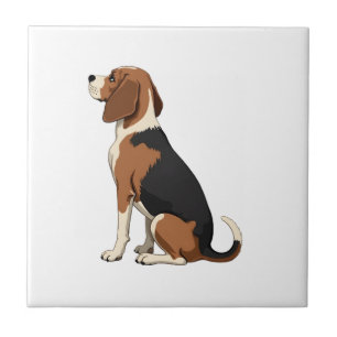 Illustration Rückansicht Vintage-Beagle-Hund Haust Fliese