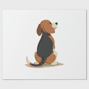 Illustration Rückansicht Vintage-Beagle-Hund Haust Geschenkpapier