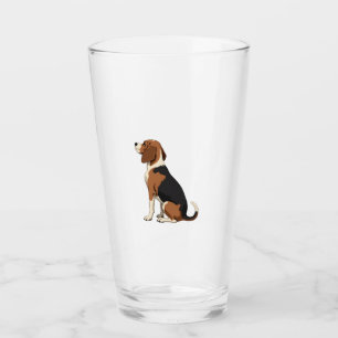Illustration Rückansicht Vintage-Beagle-Hund Haust Glas
