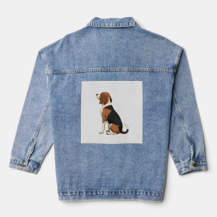 Illustration Rückansicht Vintage-Beagle-Hund Haust Jeansjacke