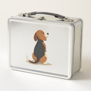 Illustration Rückansicht Vintage-Beagle-Hund Haust Metall Brotdose