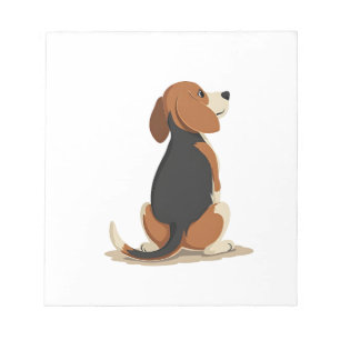Illustration Rückansicht Vintage-Beagle-Hund Haust Notizblock