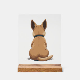Illustration Rückansicht Vintage Hund mit großen O Acrylschild