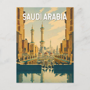 Illustration Saudi-Arabien Reise Kunst Vintage Postkarte