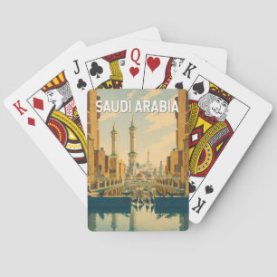 Illustration Saudi-Arabien Reise Kunst Vintage Spielkarten