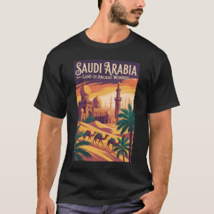 Illustration Saudi-Arabien Wüsten Reise Kunst Retr T-Shirt