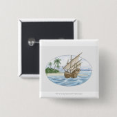 Illustration Schiffs des des 16. Jahrhundertsnahe Button (Vorne & Hinten)