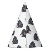 Illustration schwarz Labrador Retriever mit Lächel Partyhütchen (Rückseite)