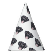 Illustration schwarz Labrador Retriever mit Lächel Partyhütchen (Rechts)