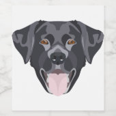 Illustration schwarzer Labrador Retriever mit Läch Weinetikett (Einzelnes Label)