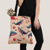 Illustration schwimmender kosmischer Wale Tasche (Von Nahem)