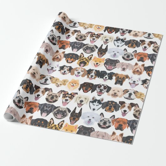 Illustration seamless pattern happy dogs geschenkpapier (Ungerollt)