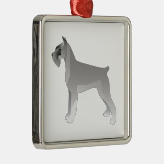 Illustration-Silhouette des Riesenschnauzer Dog Br Silbernes Ornament (Rechts)