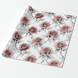 Illustration Stil rosa Rosen zum Valentinstag Geschenkpapier