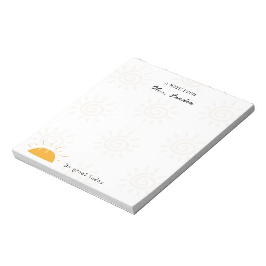 Illustration Sun Note from Teacher Notizblock (Rotiert)