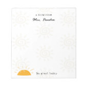 Illustration Sun Note from Teacher Notizblock (Vorderseite)