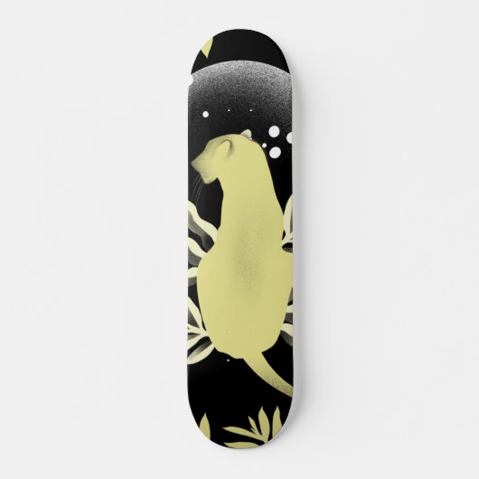 Illustration Surreal Dreamy Lion Wild Animal Moon Skateboard (Vorne)