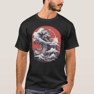 Illustration-T - Shirt für Meereswellen japanische