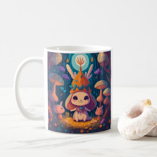 Illustration Tasse der Bunny Queen Fantasy Forest (Mit Donut)