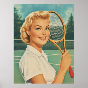 Illustration Tennis Woman in der Zeitschrift der 5 Poster