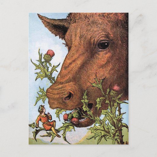 Illustration "Tom Thumb and the Cow" Postkarte (Vorderseite)