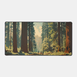 Illustration Trail im Redwood-Nationalpark Vintage Schreibtischunterlage