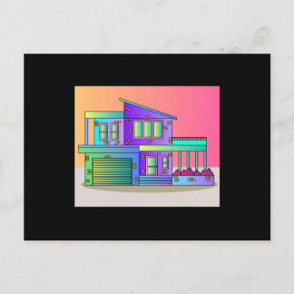 Illustration Traumhaus Villa Effekte Postkarte