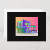 Illustration Traumhaus Villa Wirkung Postkarte (Vorne/Hinten)