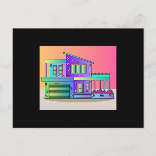 Illustration Traumhaus Villa Wirkung Postkarte (Vorderseite)