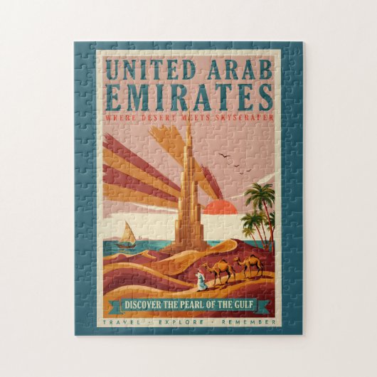 Illustration UAE Kamel Burj Khalifa Reise Kunst Puzzle (Vertikal)