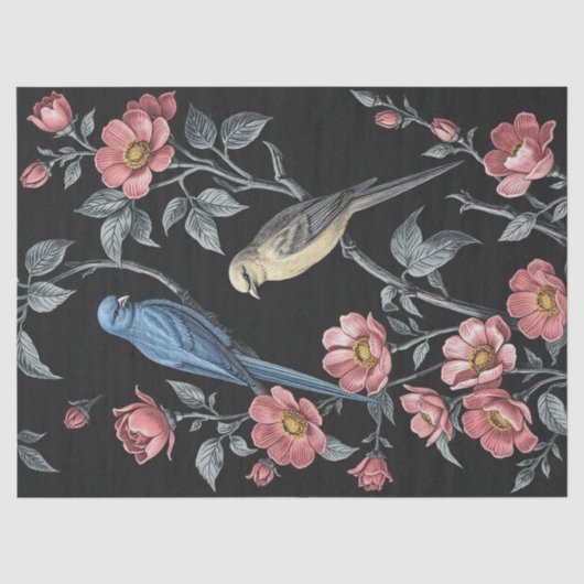Illustration über Blume und Vögel Seidenpapier (Vorderseite)
