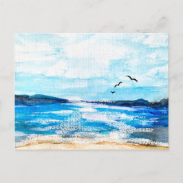 Illustration über die Aquarellfärbung des Meeresbo Feiertagspostkarte